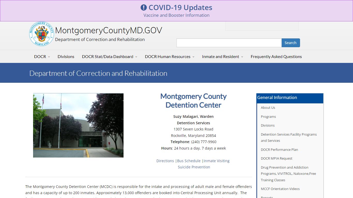 Montgomery County Detention Center (MCDC) - Seven Locks Road ...